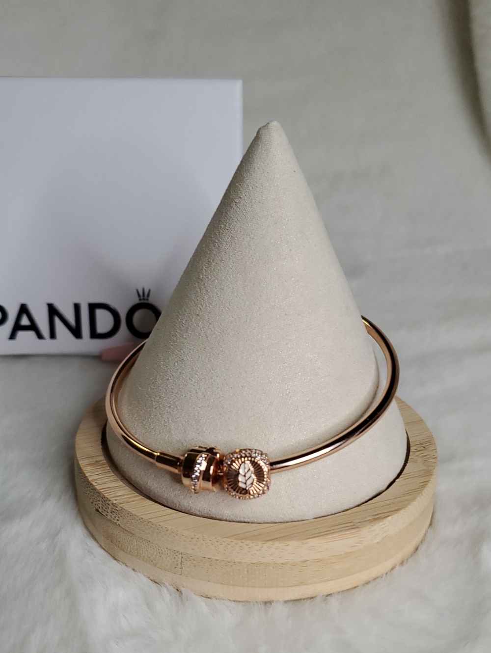 Pandora Rose Gold Double Wire Charm Bangle